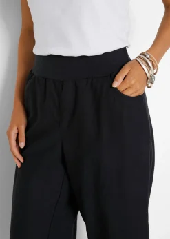 Pantalón capri de mezcla de lino y algodón