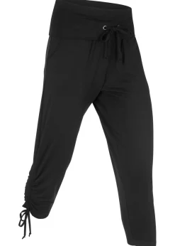 Pantalón capri de mezcla de viscosa con fruncido