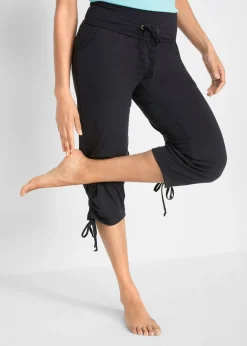 Pantalón capri de mezcla de viscosa con fruncido