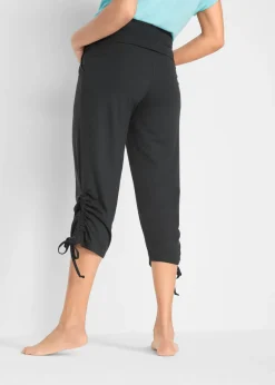 Pantalón capri de mezcla de viscosa con fruncido