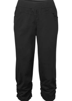 Pantalón capri de mezcla de algodón con cintura cómoda