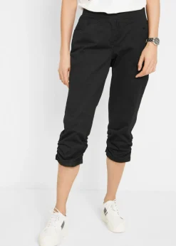 Pantalón capri de mezcla de algodón con cintura cómoda