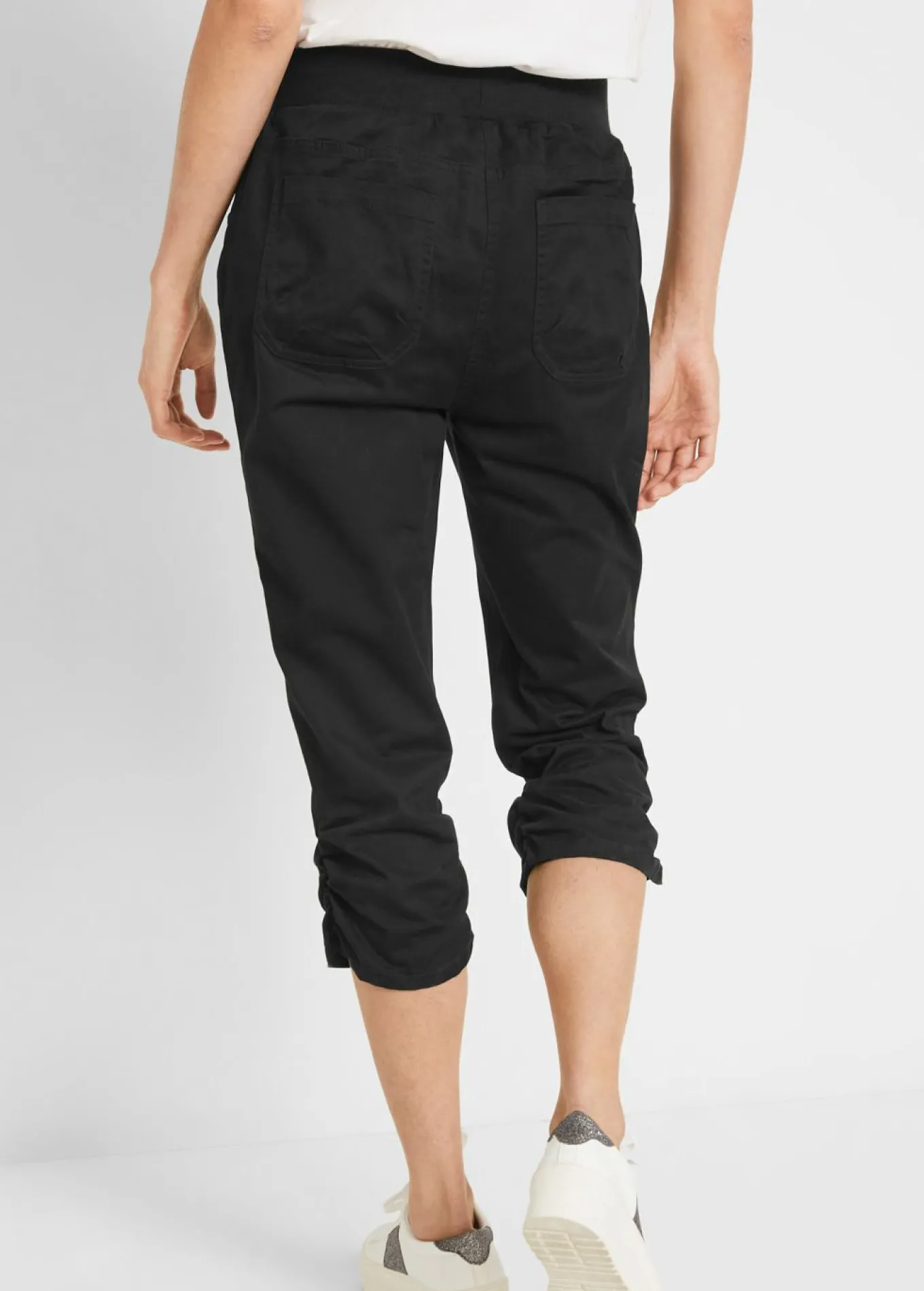 Pantalón capri de mezcla de algodón con cintura cómoda