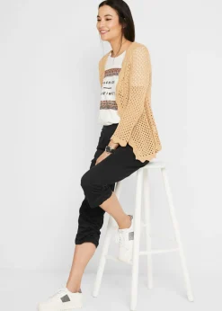 Pantalón capri de mezcla de algodón con cintura cómoda