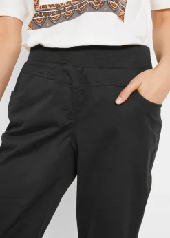 Pantalón capri de mezcla de algodón con cintura cómoda