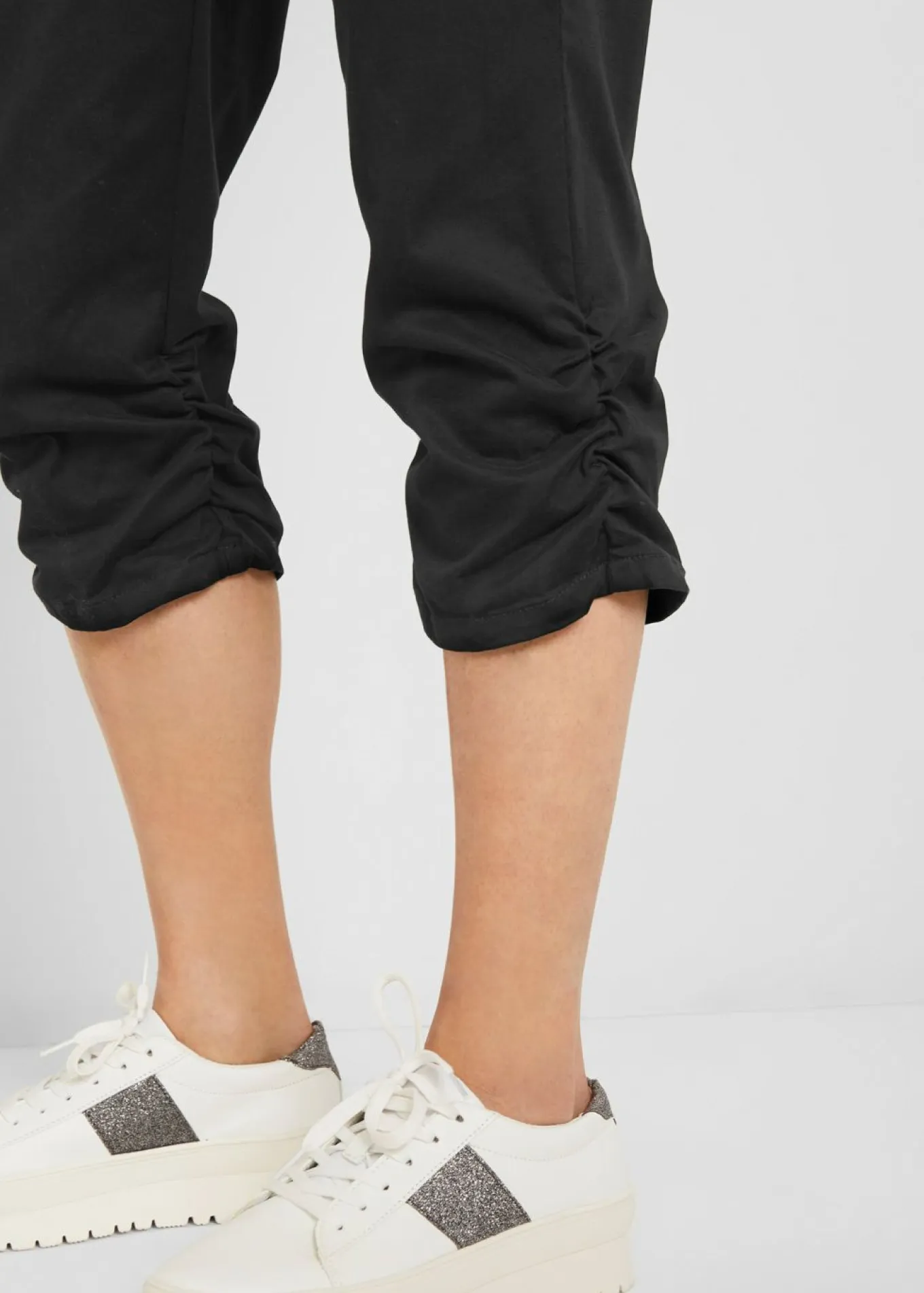 Pantalón capri de mezcla de algodón con cintura cómoda