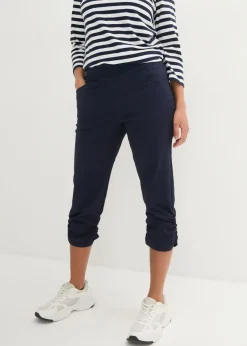 Pantalón capri de mezcla de algodón con cintura cómoda