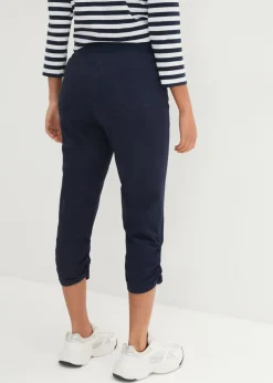 Pantalón capri de mezcla de algodón con cintura cómoda