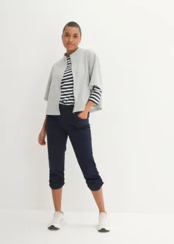 Pantalón capri de mezcla de algodón con cintura cómoda