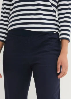 Pantalón capri de mezcla de algodón con cintura cómoda