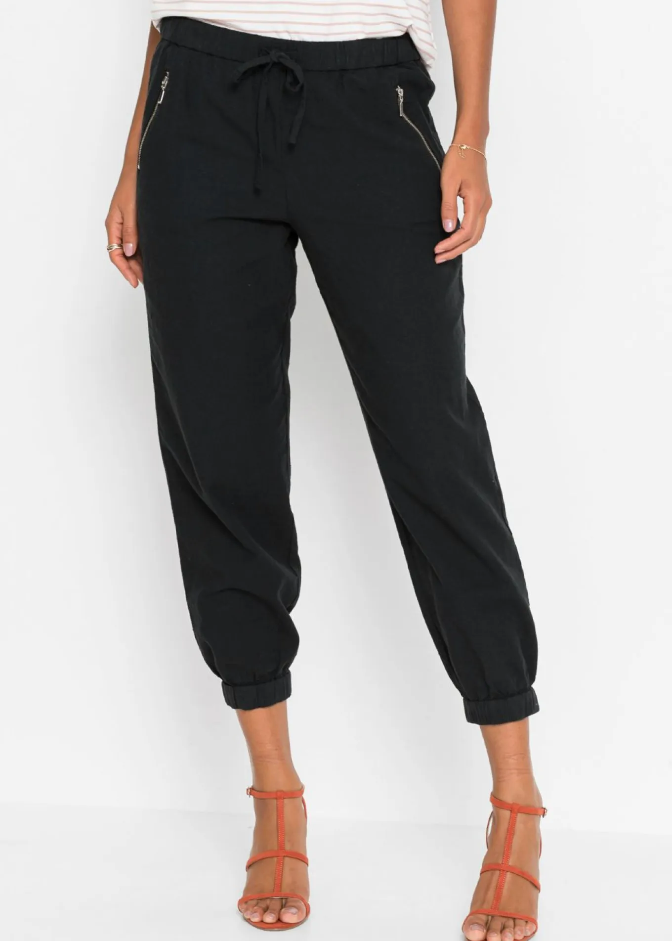 Pantalón capri de mezcla ligera de lino