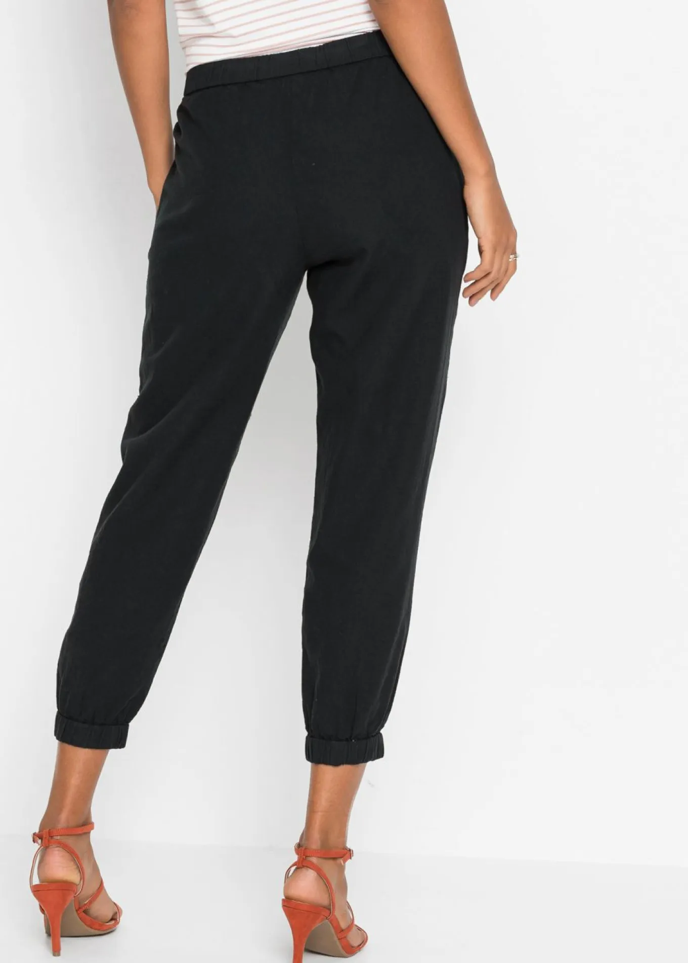 Pantalón capri de mezcla ligera de lino