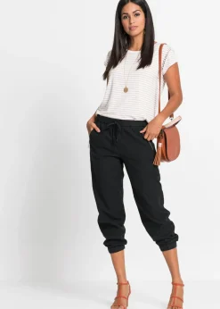Pantalón capri de mezcla ligera de lino