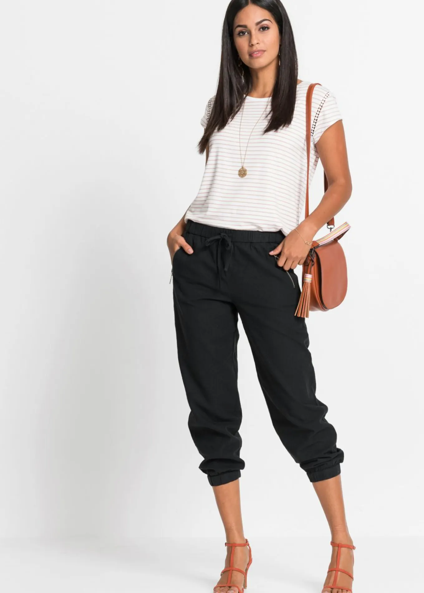 Pantalón capri de mezcla ligera de lino