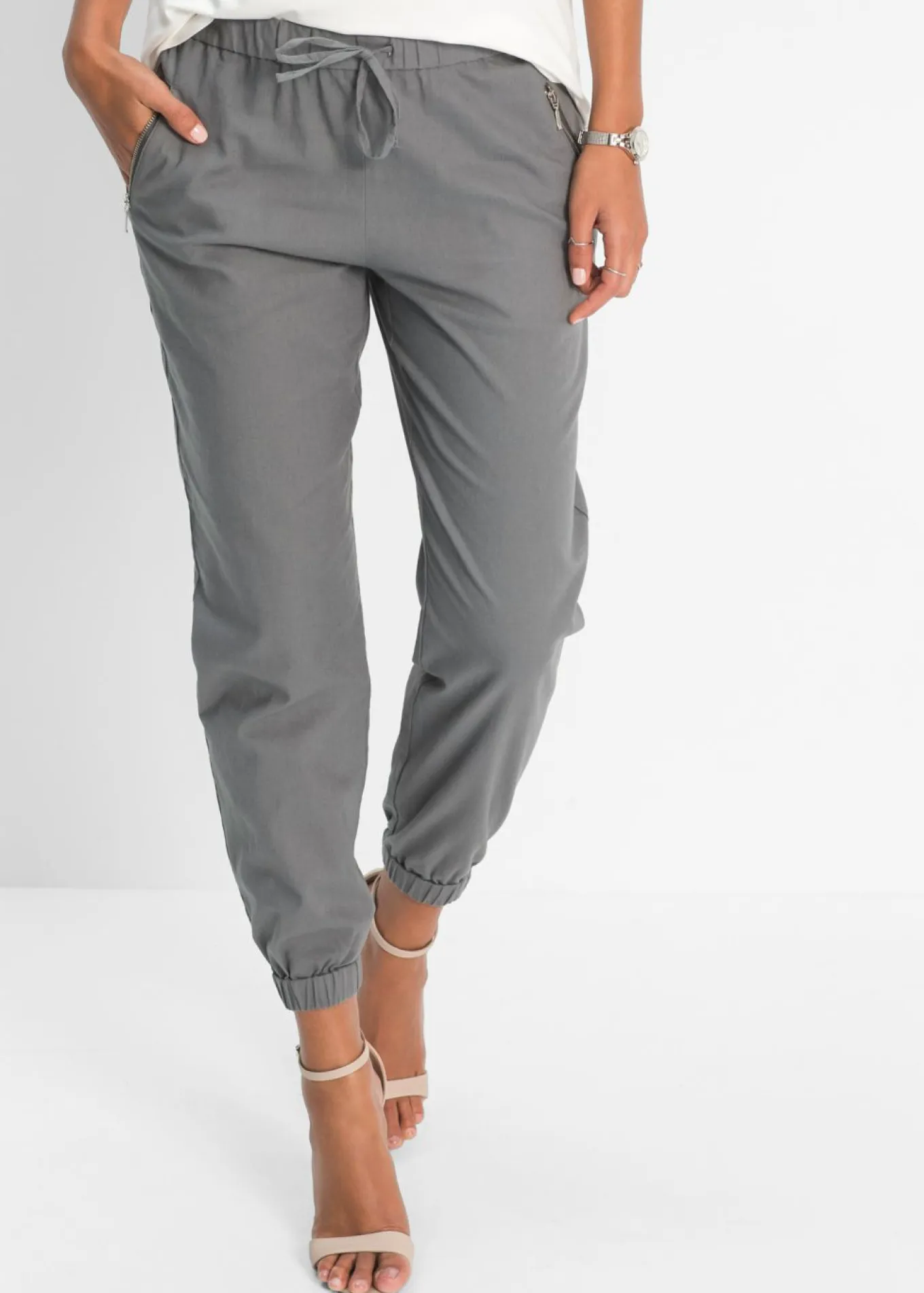 Pantalón capri de mezcla ligera de lino