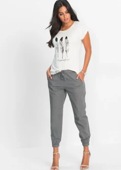 Pantalón capri de mezcla ligera de lino