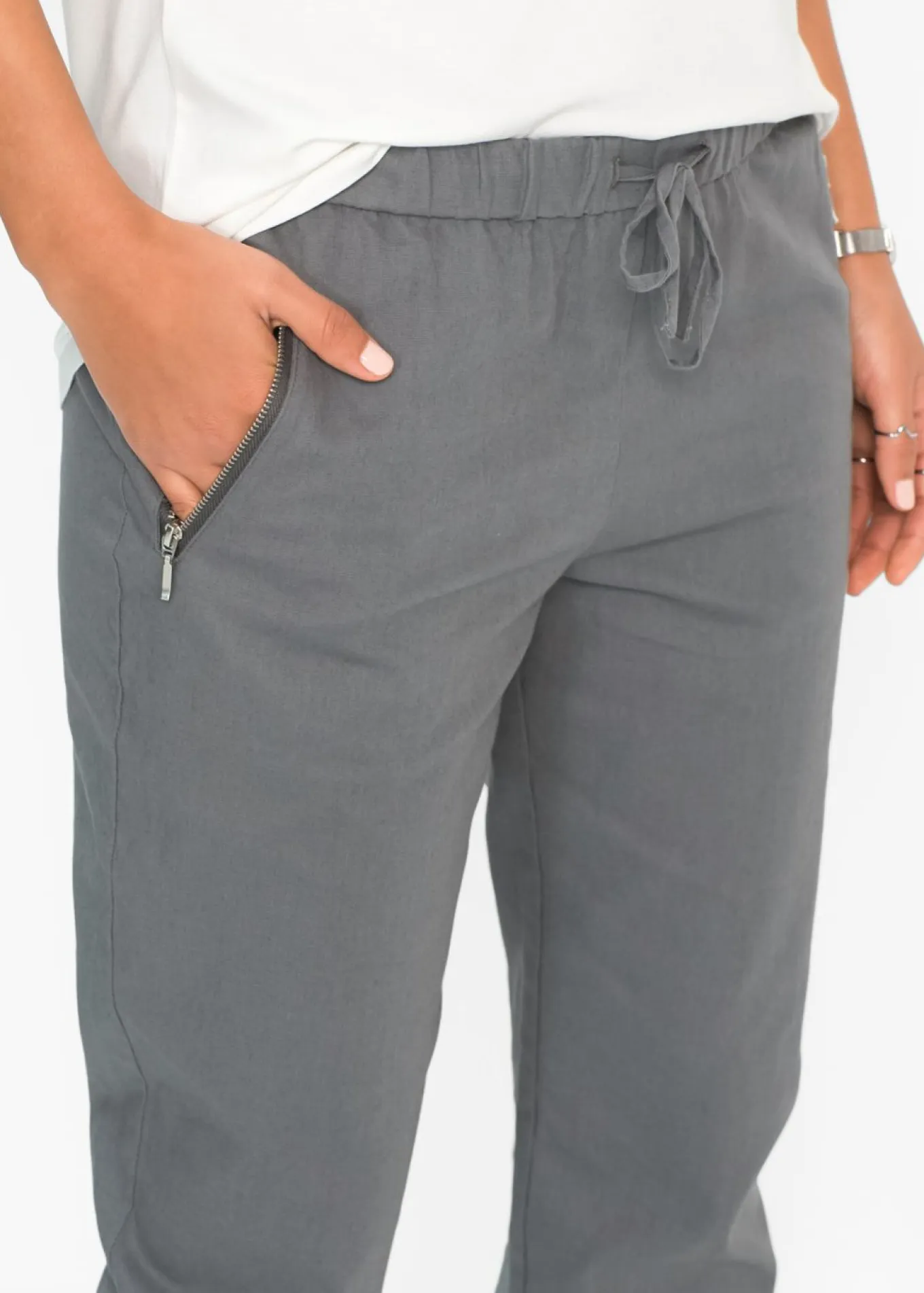 Pantalón capri de mezcla ligera de lino