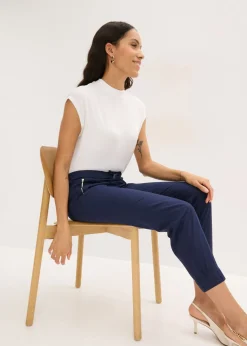 Pantalón capri de mezcla ligera de lino