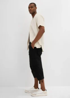 Pantalón capri elástico tipo cargo con corte holgado y ancho