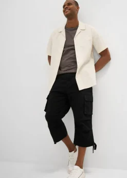 Pantalón capri elástico tipo cargo con corte holgado y ancho