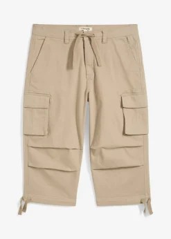 Pantalón capri elástico tipo cargo con corte holgado y ancho