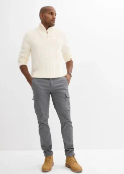 Pantalón cargo elástico, regular fit, con algodón puro, straight