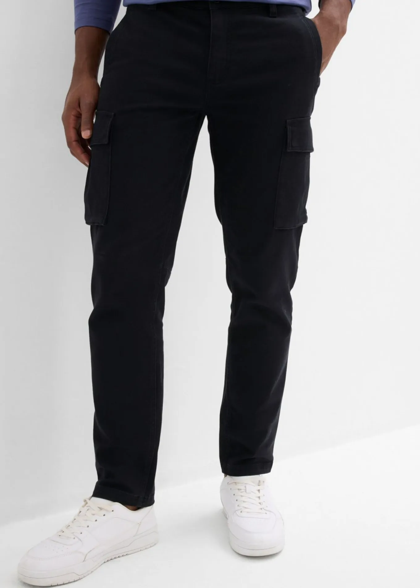 Pantalón cargo elástico, regular fit, con algodón puro, straight