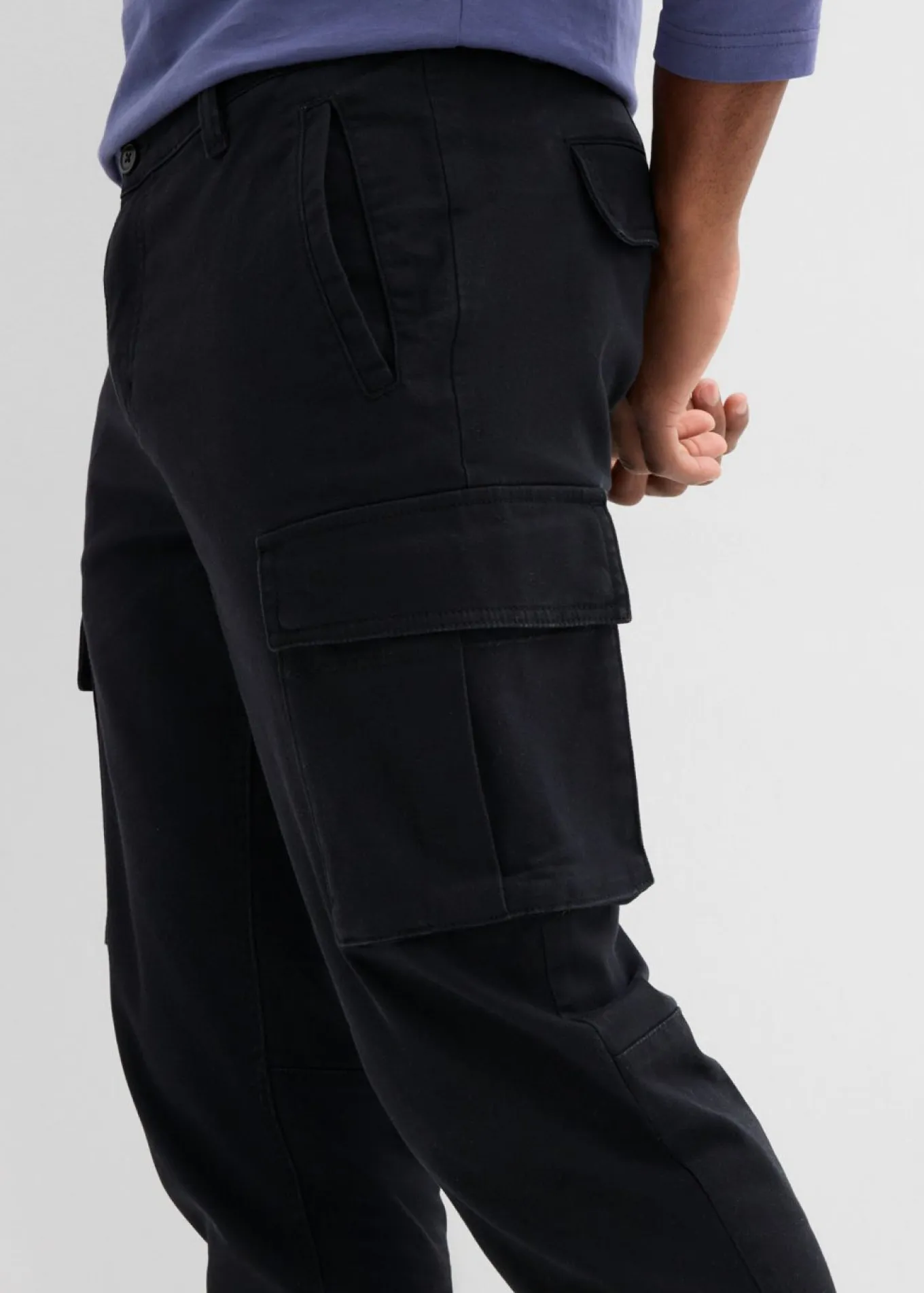 Pantalón cargo elástico, regular fit, con algodón puro, straight