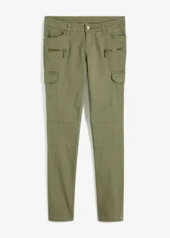 Pantalón cargo en mezcla de algodón elástico
