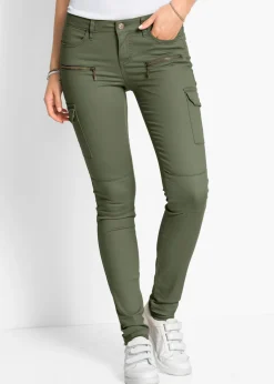 Pantalón cargo en mezcla de algodón elástico