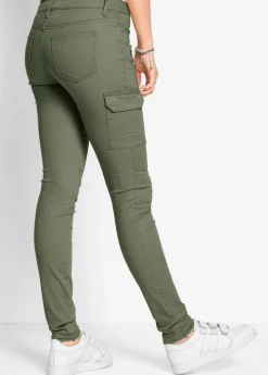 Pantalón cargo en mezcla de algodón elástico