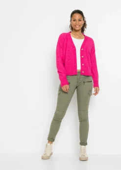Pantalón cargo en mezcla de algodón elástico