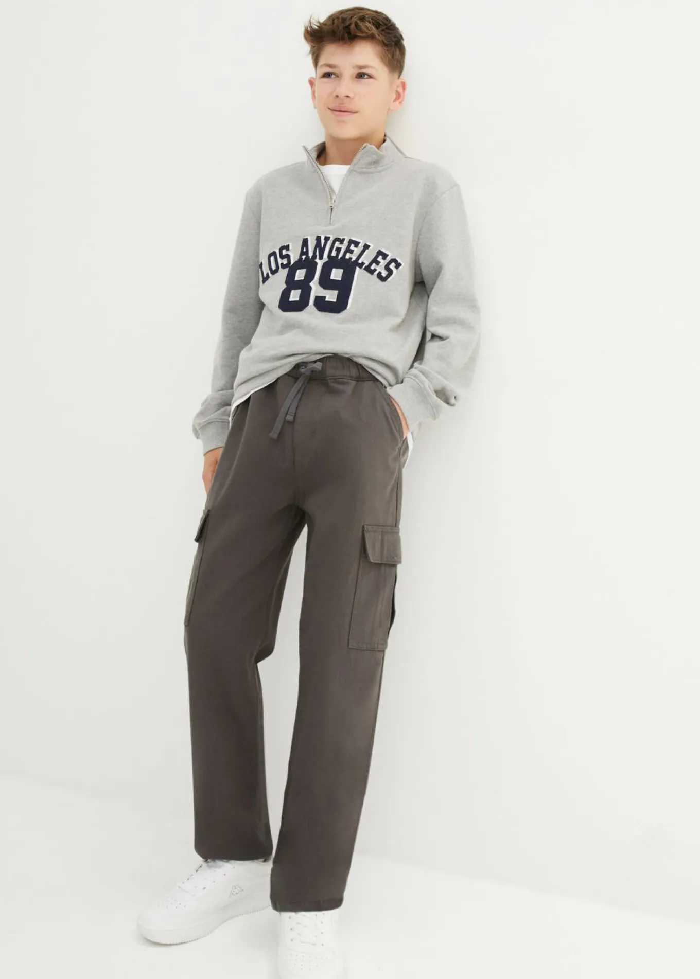 Pantalón cargo sin cierre, de algodón puro, loose fit, straight
