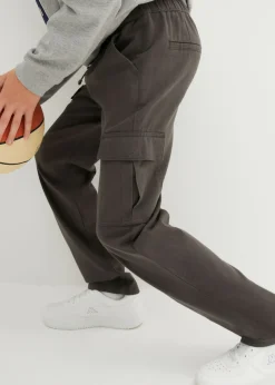 Pantalón cargo sin cierre, de algodón puro, loose fit, straight