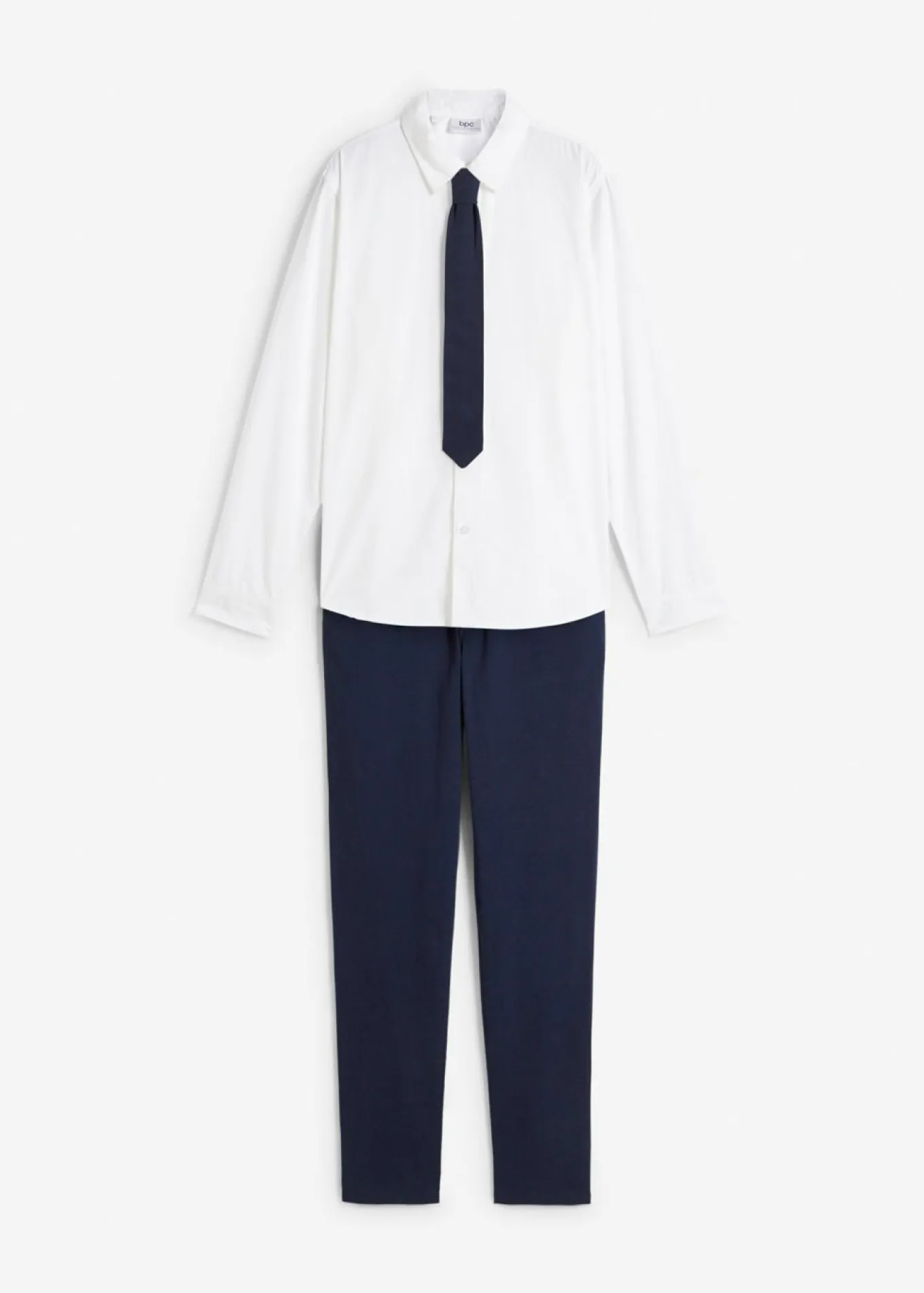 Pantalón chino, camisa de manga larga y corbata (conjunto de 3 piezas)