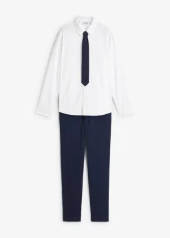 Pantalón chino, camisa de manga larga y corbata (conjunto de 3 piezas)