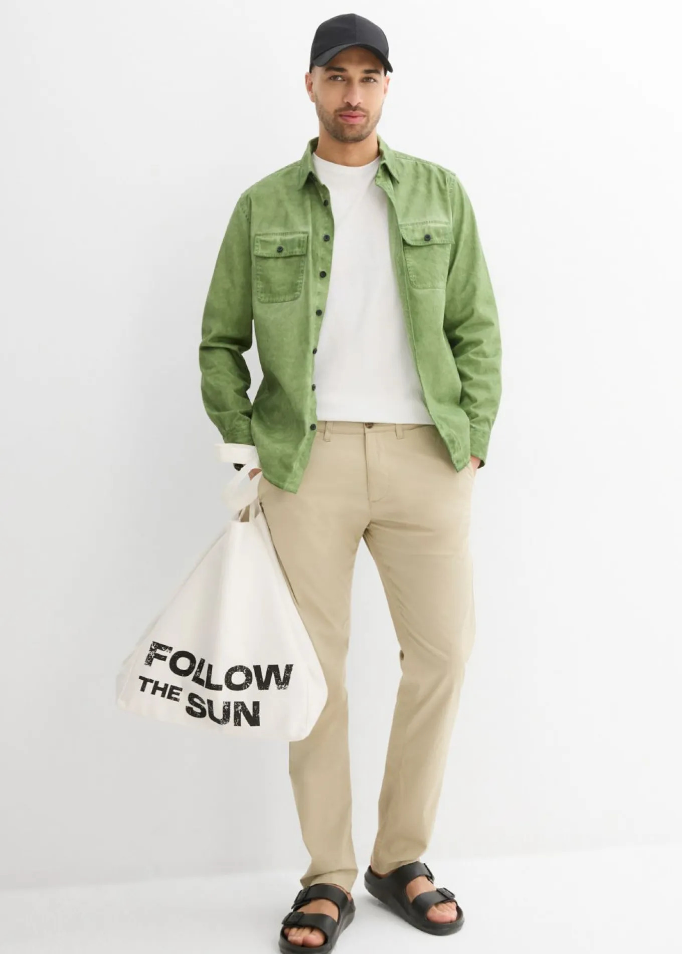 Pantalón chino elástico, regular fit, straight