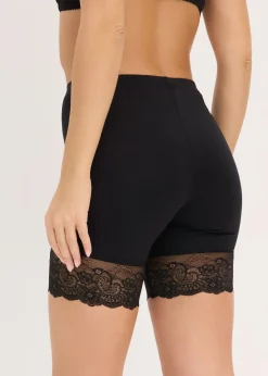 Pantalón ciclista antirrozaduras de poliamida con piernas de encaje