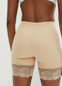 Pantalón ciclista antirrozaduras de poliamida con piernas de encaje