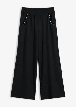 Pantalón con aplicaciones de perlas de punto estructurado