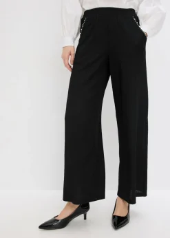 Pantalón con aplicaciones de perlas de punto estructurado