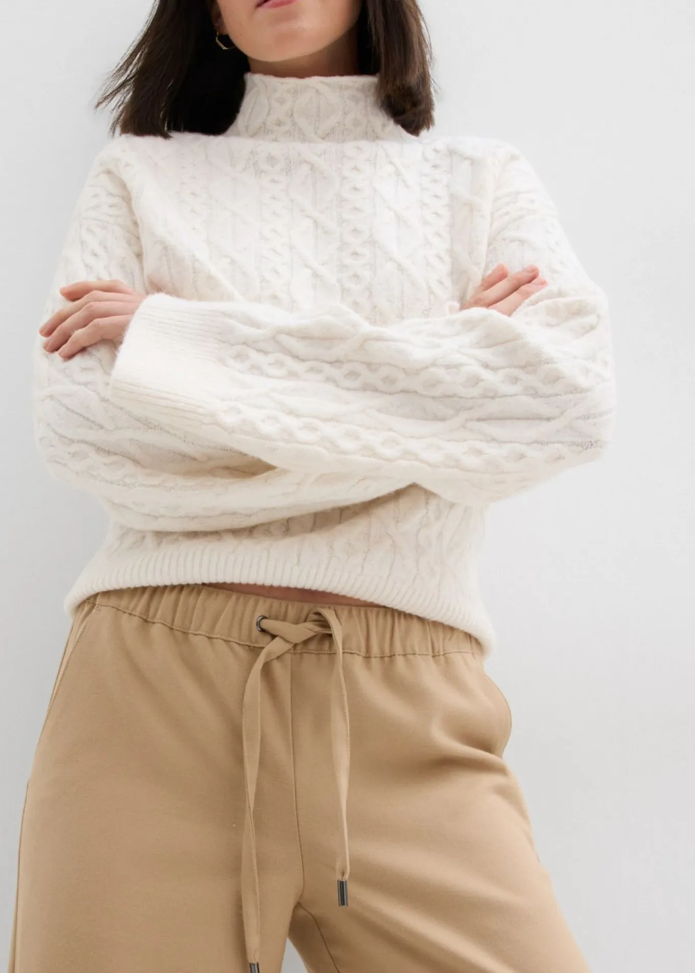 Pantalón con aspecto de lana y cinturilla cómoda