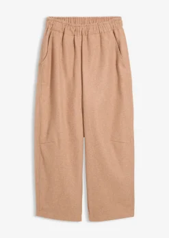 Pantalón con aspecto de lana y corte barrel