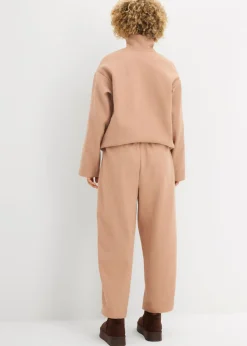 Pantalón con aspecto de lana y corte barrel