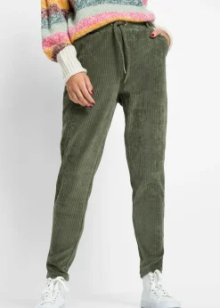 Pantalón con cinturilla elástica y aspecto de pana