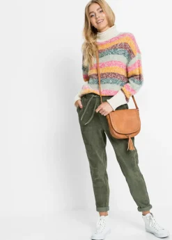 Pantalón con cinturilla elástica y aspecto de pana