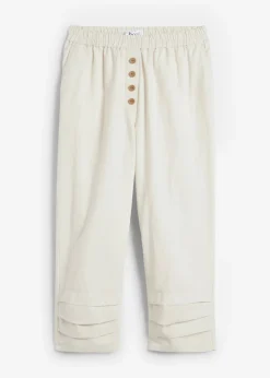Pantalón con corte zanahoria de mezcla de lino y algodón