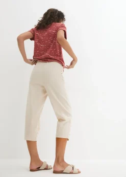 Pantalón con corte zanahoria de mezcla de lino y algodón