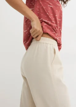 Pantalón con corte zanahoria de mezcla de lino y algodón