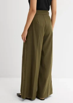 Pantalón con hebilla lateral de mezcla de viscosa